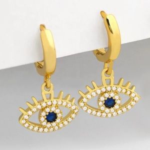 Evil Eye 18k Gold Plated Drop Earrings